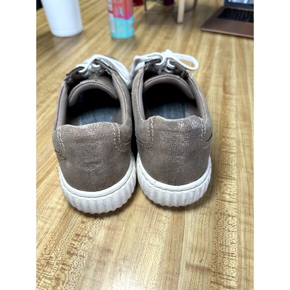 Clarks sparkly tan metallic sneakers womens 8 casual comfort walking boho - Picture 4 of 8